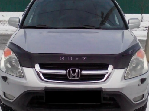 Дефлектор капота (мухобойка) HONDA CR-V с 2002-2007г.в.длинная (Хонда СР-В) Вип Тюнинг