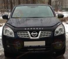 Дефлектор капота (мухобойка) NISSAN QASHQAI/Qashqai +2 2006-2009 г.в (Ниссан Кашкай) Вип Тюнинг